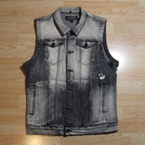 RUDE Denim Vest - Large - Advanced Stretch - Grey Acid Wash